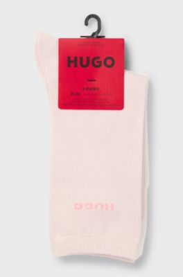 Two-pack of regular-length cotton-blend logo socks, Light Pink