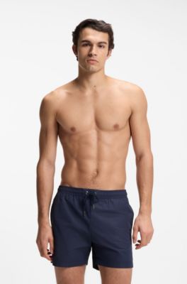 Swim shorts with all-over monogram print, Dark Blue