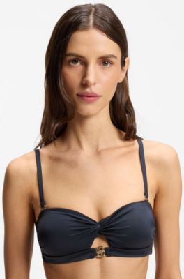 Bandeau bikini top with Double B monogram, Dark Blue