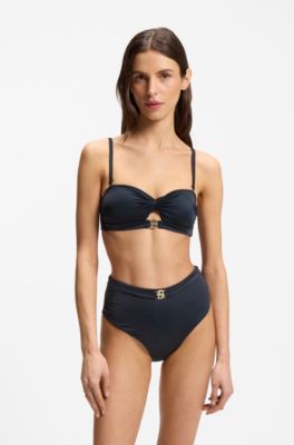 Bandeau bikini top with Double B monogram, Dark Blue