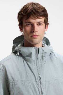 Relaxed-fit hooded jacket in water-repellent fabric, Light Grey