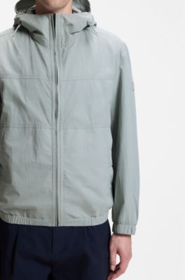 Relaxed-fit hooded jacket in water-repellent fabric, Light Grey