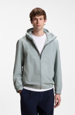 Relaxed-fit hooded jacket in water-repellent fabric, Light Grey