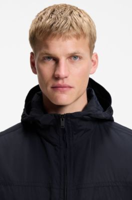 Relaxed-Fit Kapuzenjacke aus wasserabweisendem Gewebe, Dunkelblau