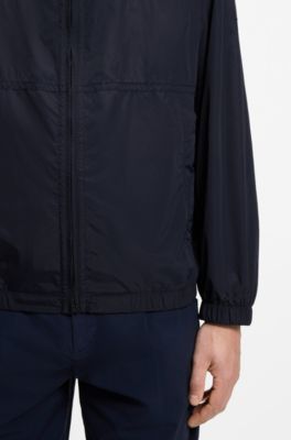 Relaxed-Fit Kapuzenjacke aus wasserabweisendem Gewebe, Dunkelblau
