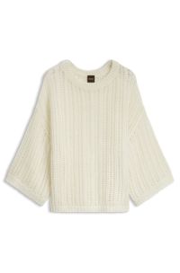 Oversized-fit sweater with open knit, Light Beige
