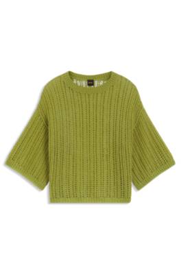Boss Oversized-fit sweater with open knit stickade tröjor dam – bild 4