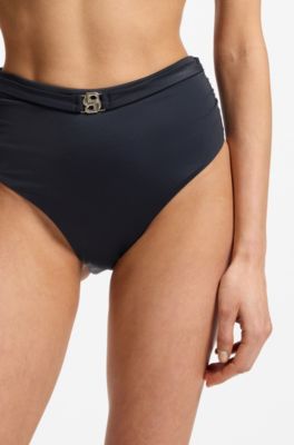 High-waisted bikini bottoms with Double B monogram, Dark Blue