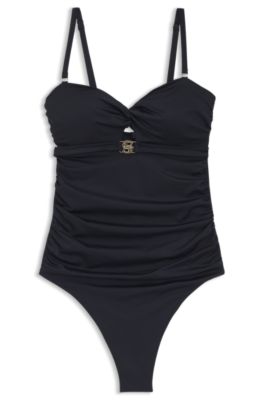 One-piece swimsuit with Double B monogram, Dark Blue