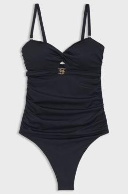 Badedragt med dobbelt B-monogram, M&oslash;rkebl&aring;