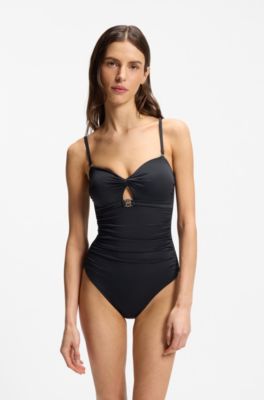 One-piece swimsuit with Double B monogram, Dark Blue