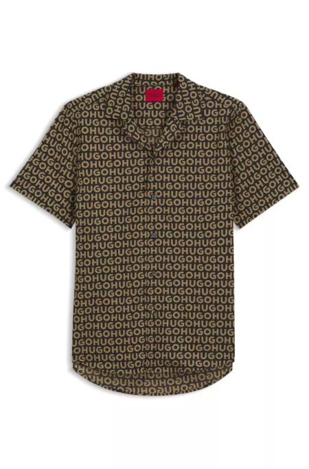 Relaxed-fit shirt in printed cotton canvas