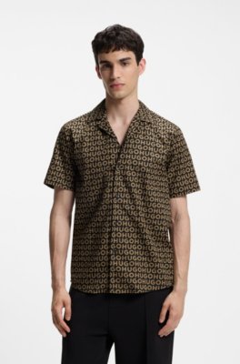 Relaxed-fit shirt in printed cotton canvas
