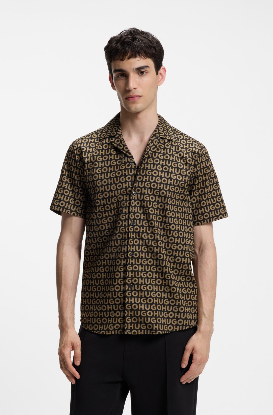 Relaxed-fit shirt in printed cotton canvas