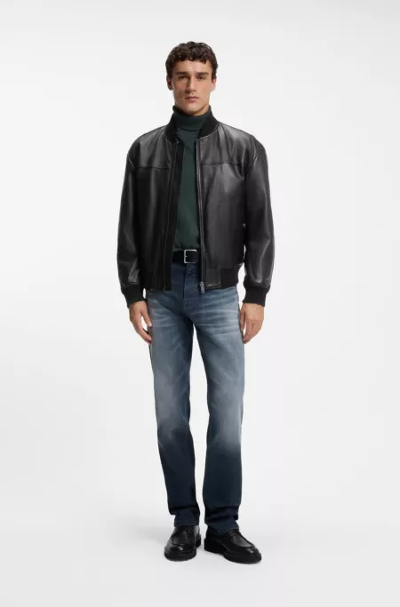 Veste bomber Regular en cuir nappa