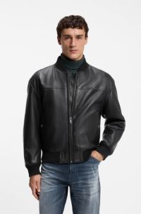 Bomber regular fit in nappa, Nero