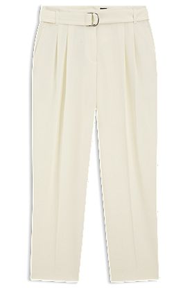 Tapered-fit trousers in Japanese crepe with belt