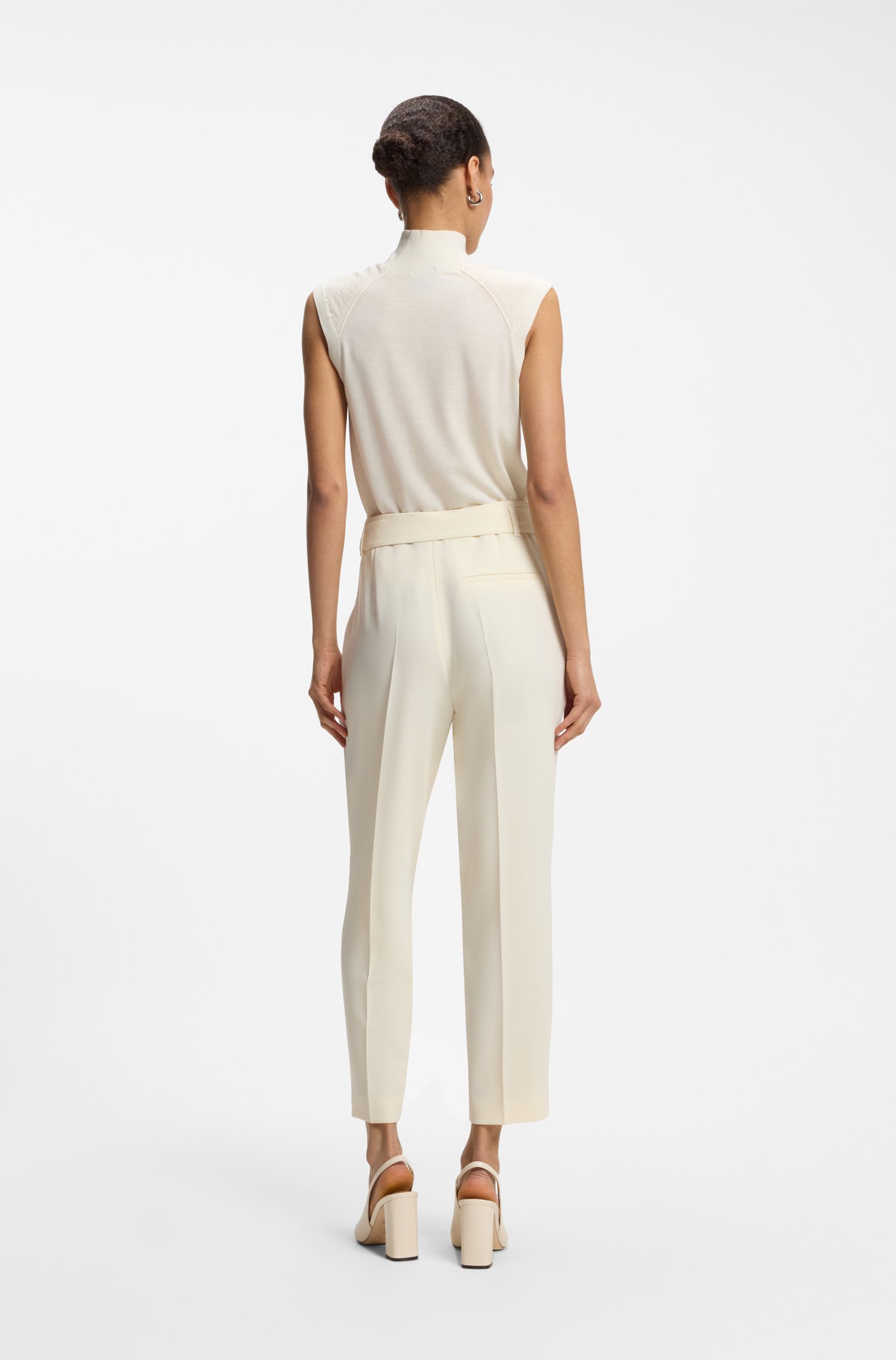 Boss Tapered-fit trousers in Japanese crepe with belt byxor dam – bild 2