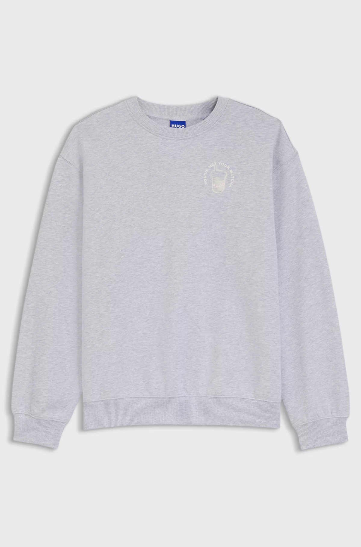 Relaxed-fit sweatshirt in cotton terry with graphic prints, Light Grey