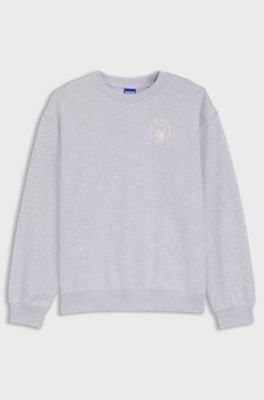 Relaxed-fit sweatshirt in cotton terry with graphic prints, Light Grey
