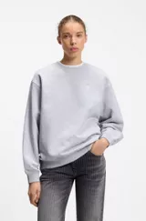 Relaxed-fit sweatshirt in cotton terry with graphic prints, Light Grey