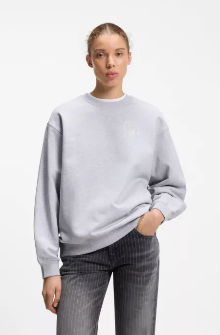 Relaxed-fit sweatshirt in cotton terry with graphic prints