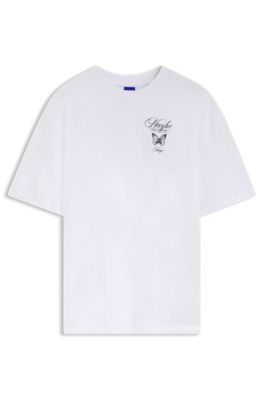 Cotton-jersey T-shirt with graphic print, White