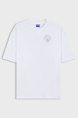 Cotton-jersey T-shirt with graphic print, White