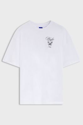 Cotton-jersey T-shirt with graphic print, White