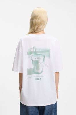 Cotton-jersey T-shirt with graphic print, White