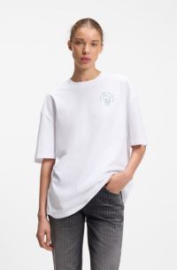 Cotton-jersey T-shirt with graphic print, White