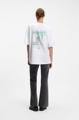 Cotton-jersey T-shirt with graphic print, White