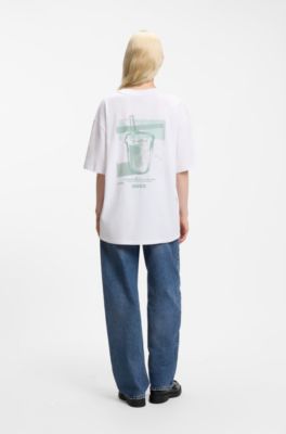 Cotton-jersey T-shirt with graphic print, White