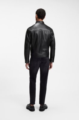 Boss Slim-fit leather jacket with biker details skinnjackor herr – bild 2