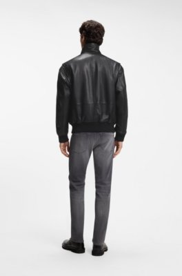 Boss Padded leather bomber jacket with flap pockets skinnjackor herr – bild 2