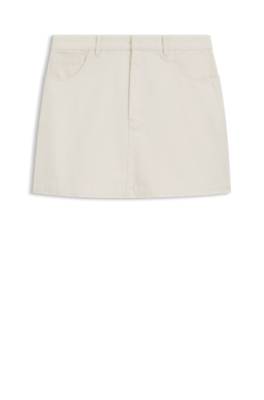 Cotton-twill mini skirt with Happy HUGO logo