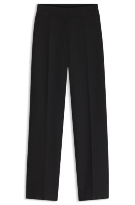 Wide-leg stretch trousers, Black