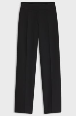 Wide-leg stretch trousers, Black