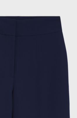 High-waisted wide-leg trousers in stretch fabric, Dark Blue