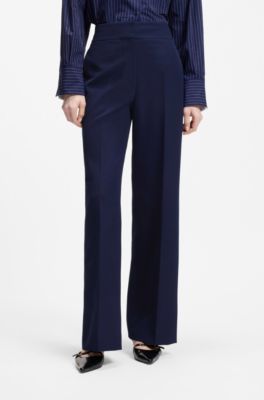 Pantaloni regular fit con gamba larga, Blu scuro