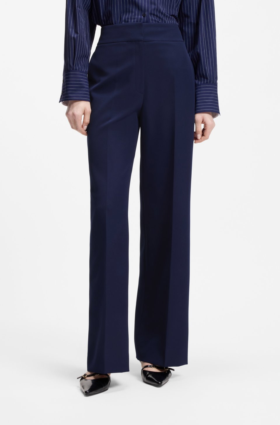 High-waisted wide-leg trousers in stretch fabric