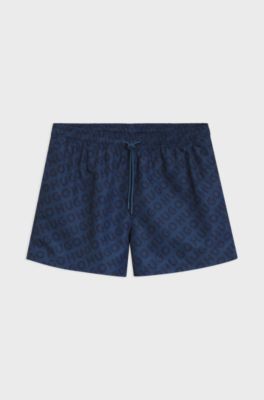 Quick-dry swim shorts with logo print, Light Blue