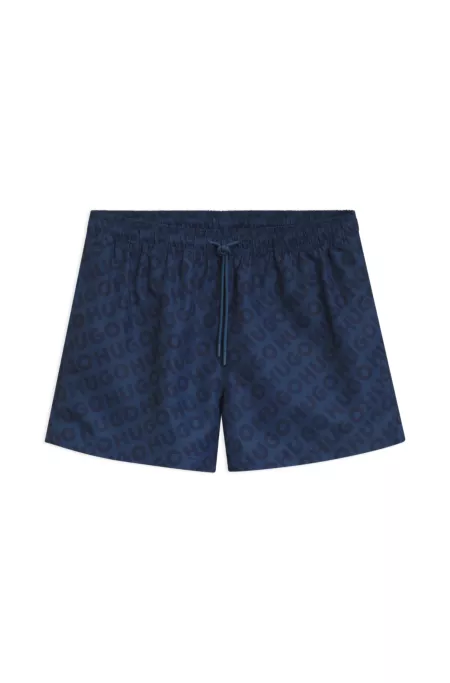 Quick-dry swim shorts with logo print
