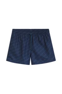 Quick-dry swim shorts with logo print, Light Blue
