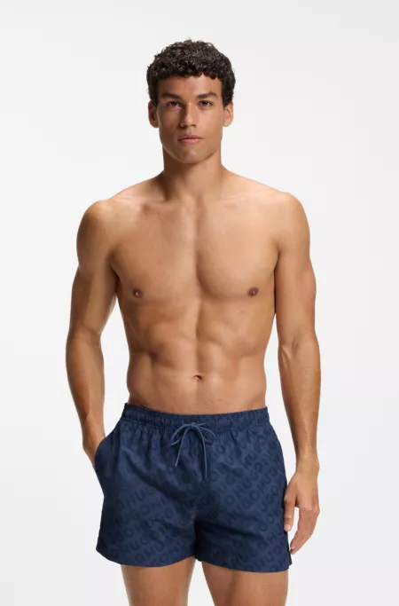 Quick-dry swim shorts with logo print