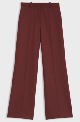 Regular-fit trousers with wide leg, Bordeaux