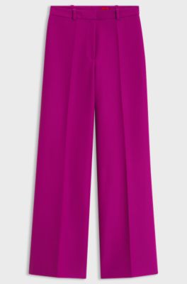 Regular-fit trousers with wide leg, Bordeaux