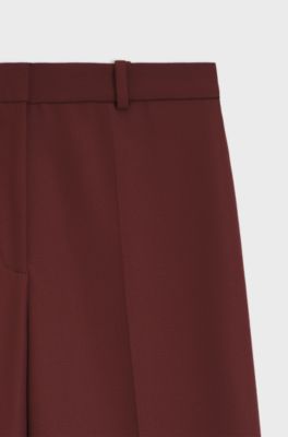 Pantalones regular fit de pernera ancha, Burdeos