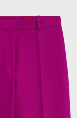 Regular-fit trousers with wide leg, Bordeaux