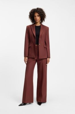 Pantaloni regular fit con gamba larga, Bordeaux